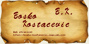 Boško Kostačević vizit kartica